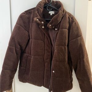 Wonderly Brown Corduroy Quilted Puffer Jacket